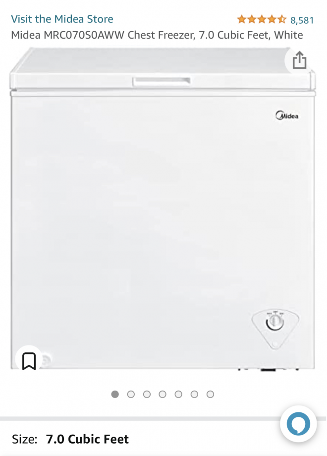 Midea Chest Freezer, 7.0 Cubic Feet, White 냉동고